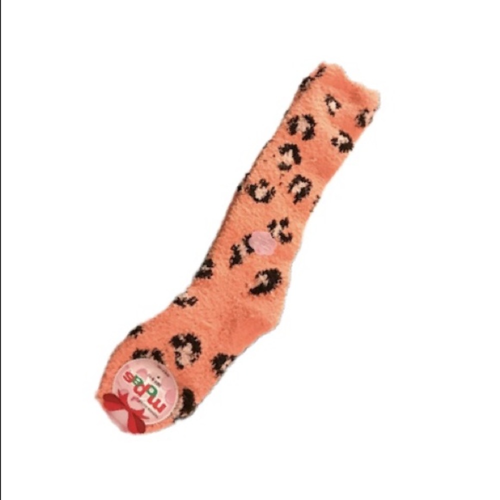 Furry Leopard Print Knee High Socks - Picture 2 of 3